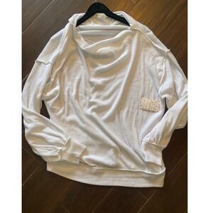 Free People White Ribbed Off The Shoulder Puff Sleeve Top Women's  Medium NWT